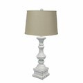 Estallar Distressed White Table Lamp with Sea Linen Fabric Shade ES3088975